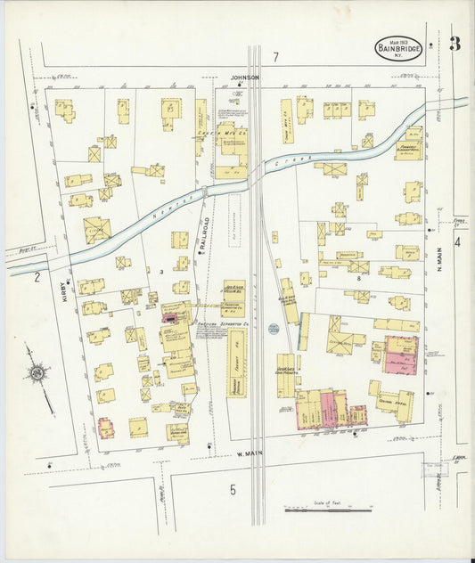 Sanborn Fire Insurance Map from Bainbridge, Chenango County, New York (1912), Sheet #0003 - Historic Sanborn Fire Insurance Map Print, vintage old map wall art, antique decor, genealogy gift, New York New York map