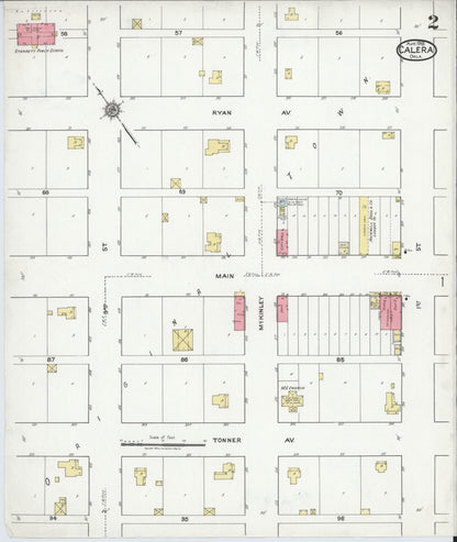 Sanborn Fire Insurance Map from Calera, Bryan County, Oklahoma (1918), Sheet #0002 - Complete Map Set gallery image, historic Sanborn map, vintage wall art, Oklahoma Oklahoma