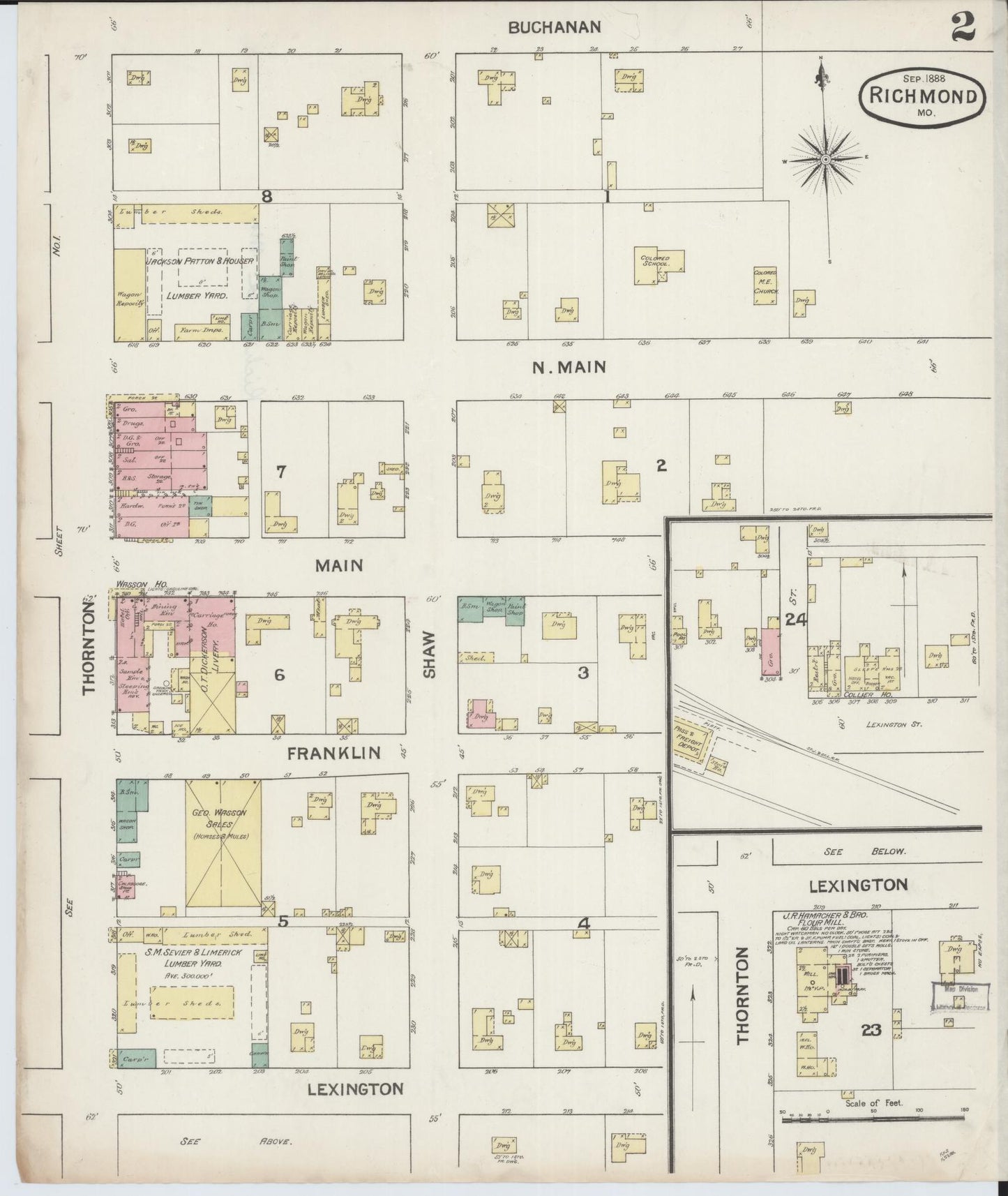 Sanborn Fire Insurance Map from Richmond, Ray County, Missouri (1888), Sheet #0002 - Historic Sanborn Fire Insurance Map Print, vintage old map wall art, antique decor, genealogy gift, Missouri Missouri map