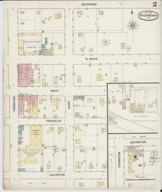 Sanborn Fire Insurance Map from Richmond, Ray County, Missouri (1888), Sheet #0002 - Historic Sanborn Fire Insurance Map Print, vintage old map wall art, antique decor, genealogy gift, Missouri Missouri map