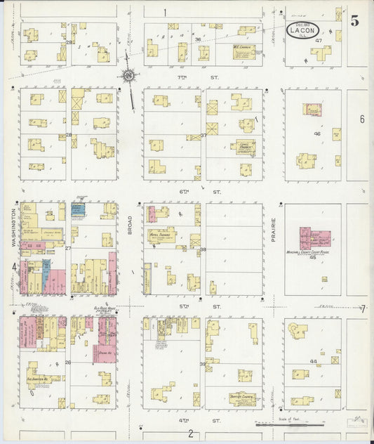 Sanborn Fire Insurance Map from Lacon, Marshall County, Illinois (1913), Sheet #0005 - Historic Sanborn Fire Insurance Map Print, vintage old map wall art, antique decor, genealogy gift, Illinois Illinois map