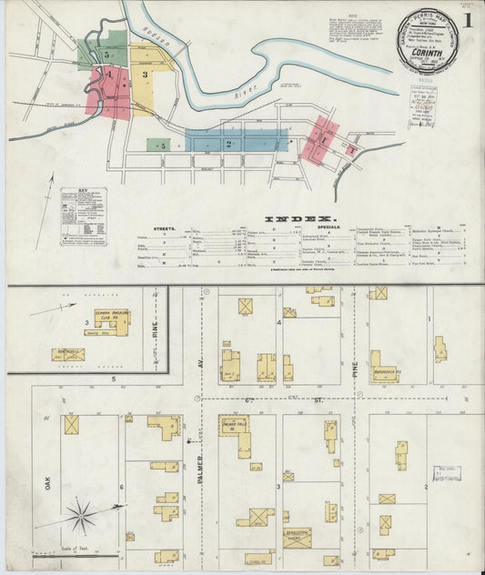Sanborn Fire Insurance Map from Corinth, Saratoga County, New York (1900), Sheet #0001 - Historic Sanborn Fire Insurance Map Print, vintage old map wall art, antique decor, genealogy gift, New York New York map