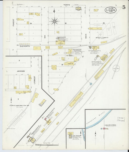 Sanborn Fire Insurance Map from Lisbon, Ransom County, North Dakota (1908), Sheet #0005 - Complete Map Set gallery image, historic Sanborn map, vintage wall art, North Dakota North Dakota
