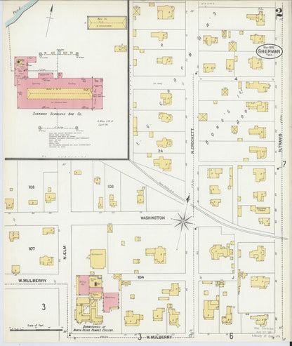 Sanborn Fire Insurance Map from Sherman, Grayson County, Texas (1902), Sheet #0002 - Complete Map Set gallery image, historic Sanborn map, vintage wall art, Texas Texas