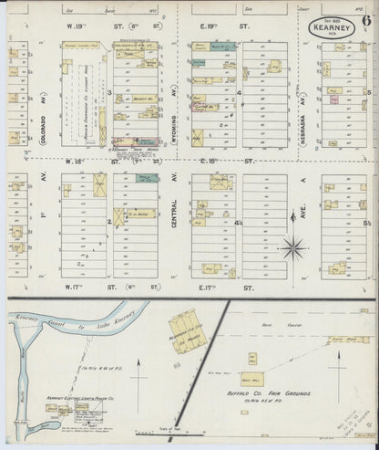 Sanborn Fire Insurance Map from Kearney, Buffalo County, Nebraska (1889), Sheet #0006 - Complete Map Set gallery image, historic Sanborn map, vintage wall art, Nebraska Nebraska