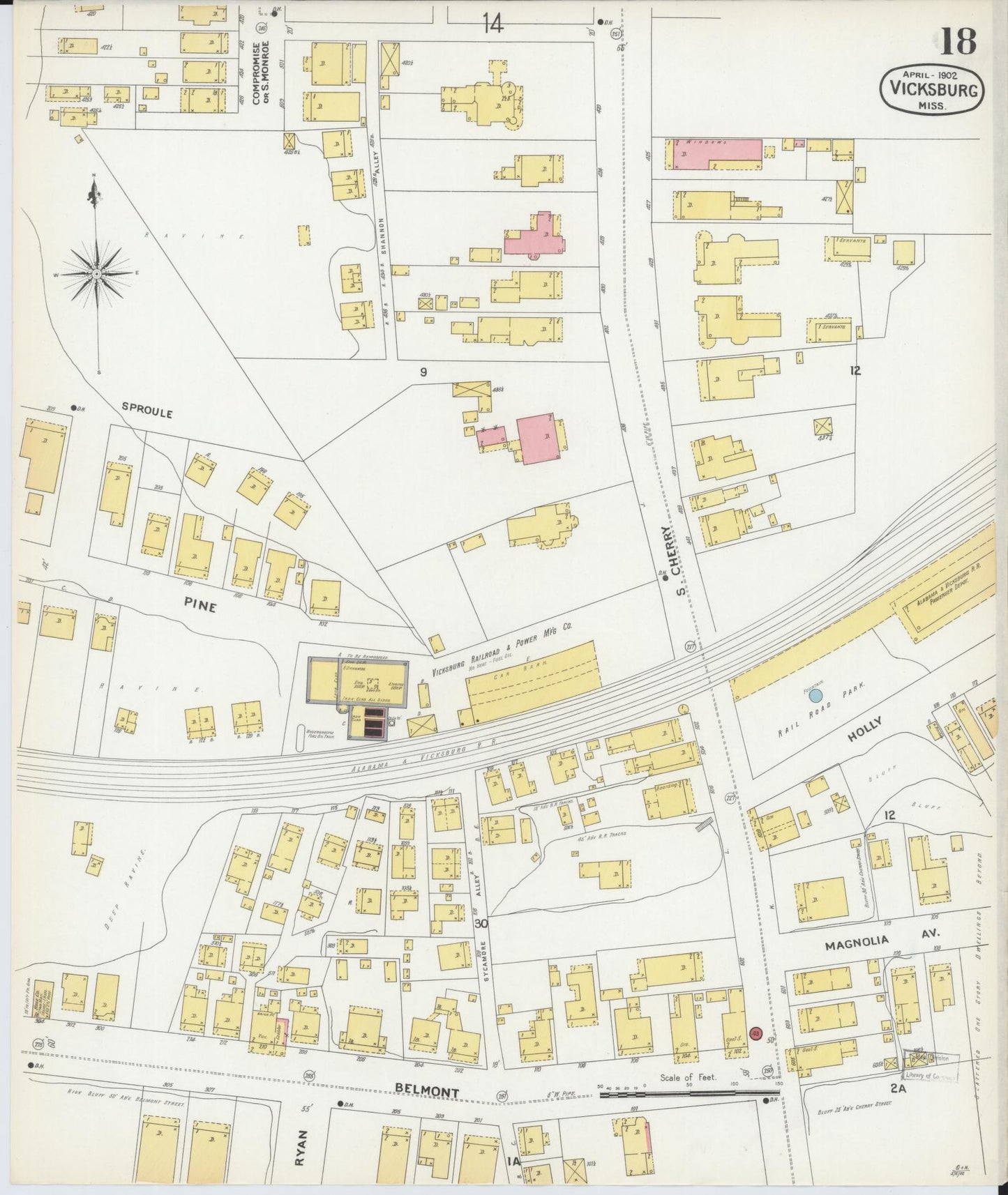 Sanborn Fire Insurance Map from Vicksburg, Warren County, Mississippi (1902), Sheet #0018 - Complete Map Set gallery image, historic Sanborn map, vintage wall art, Mississippi Mississippi