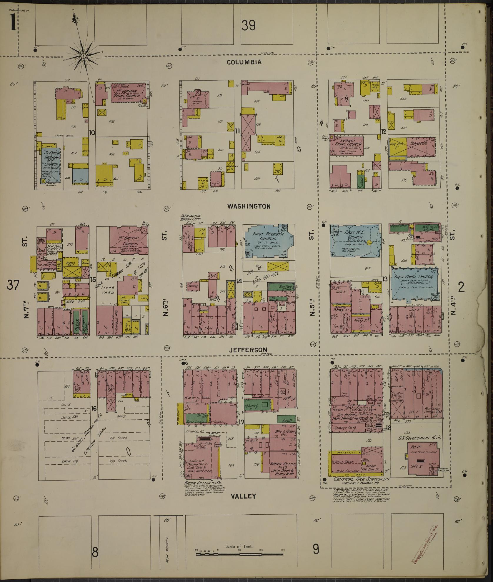 Sanborn Fire Insurance Map from Burlington, Des Moines County, Iowa. (1900) – Map View