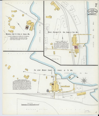 Sanborn Fire Insurance Map from Gladstone, Delta County, Michigan (1900), Sheet #0007 - Complete Map Set gallery image, historic Sanborn map, vintage wall art, Michigan Michigan