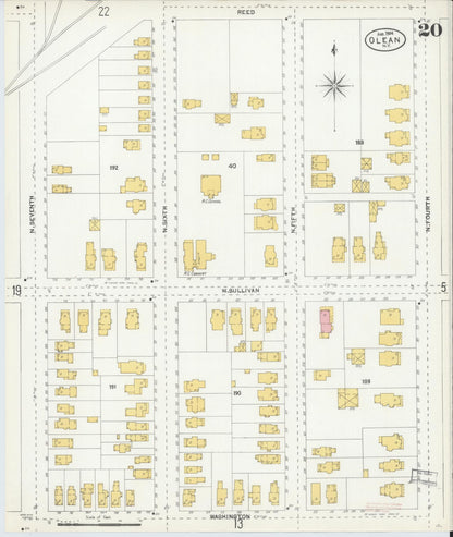 Sanborn Fire Insurance Map from Olean, Cattaraugus County, New York (1904), Sheet #0020 - Complete Map Set gallery image, historic Sanborn map, vintage wall art, New York New York