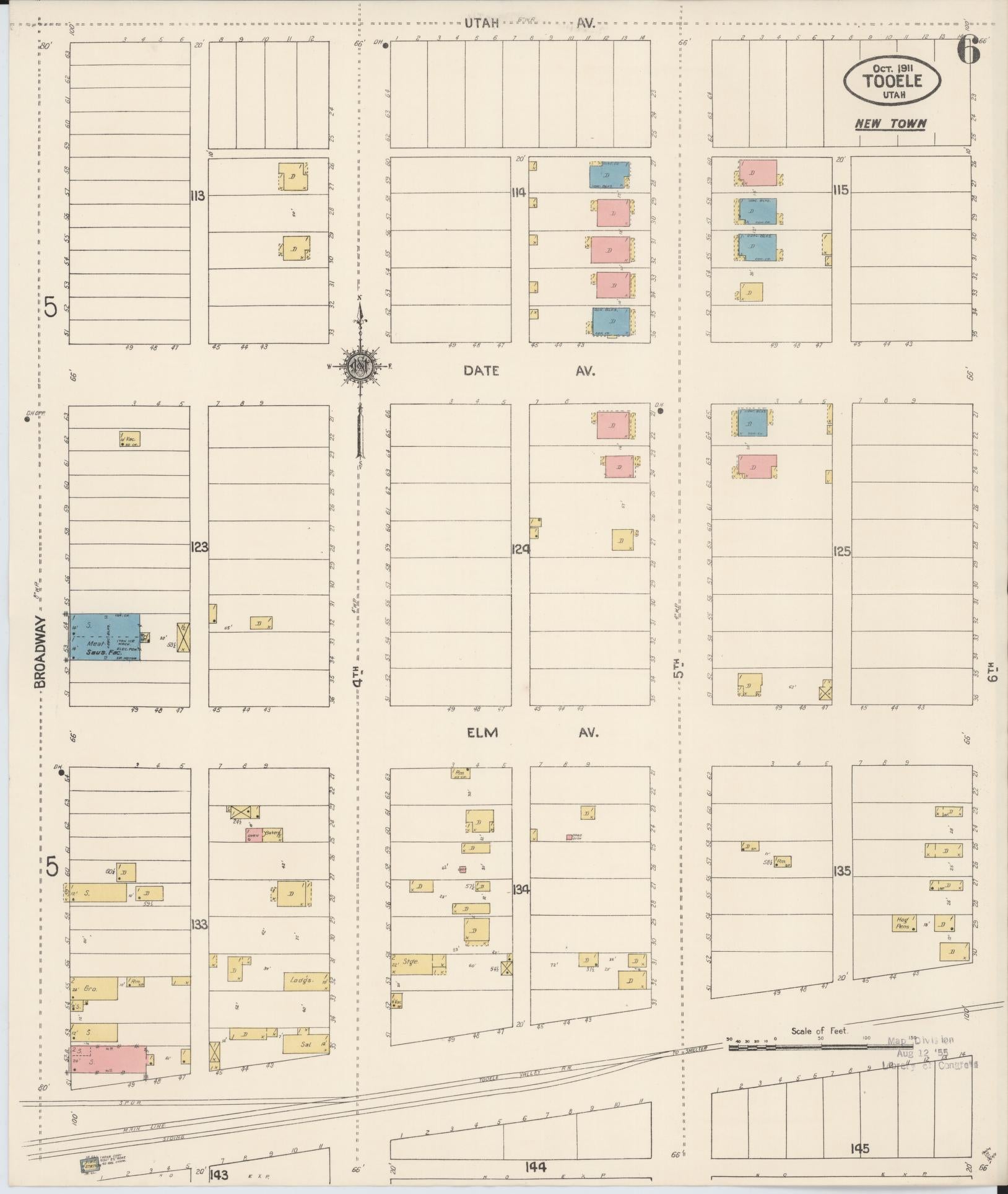 Sanborn Fire Insurance Map from Tooele, Tooele County, Utah (1911), Sheet #0006 - Complete Map Set gallery image, historic Sanborn map, vintage wall art, Utah Utah