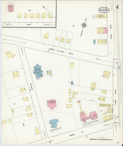 Sanborn Fire Insurance Map from Madison, Morris County, New Jersey (1912), Sheet #0004 - Complete Map Set gallery image, historic Sanborn map, vintage wall art, New Jersey New Jersey