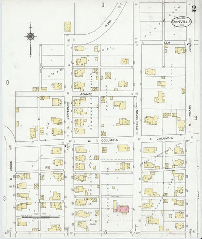 Sanborn Fire Insurance Map from Danville, Hendricks County, Indiana (1920), Sheet #0002 - Historic Sanborn Fire Insurance Map Print, vintage old map wall art, antique decor, genealogy gift, Indiana Indiana map