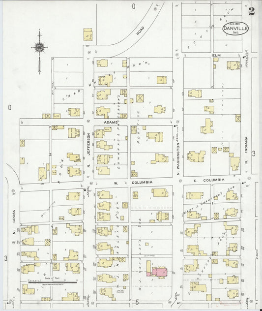 Sanborn Fire Insurance Map from Danville, Hendricks County, Indiana (1920), Sheet #0002 - Historic Sanborn Fire Insurance Map Print, vintage old map wall art, antique decor, genealogy gift, Indiana Indiana map
