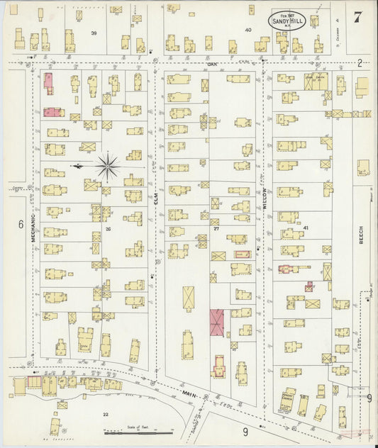 Sanborn Fire Insurance Map from Sandy Hill, Washington County, New York (1907), Sheet #0007 - Historic Sanborn Fire Insurance Map Print, vintage old map wall art, antique decor, genealogy gift, New York New York map