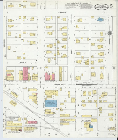 Sanborn Fire Insurance Map from Lake Odessa, Ionia County, Michigan (1918), Sheet #0005 - Historic Sanborn Fire Insurance Map Print, vintage old map wall art, antique decor, genealogy gift, Michigan Michigan map
