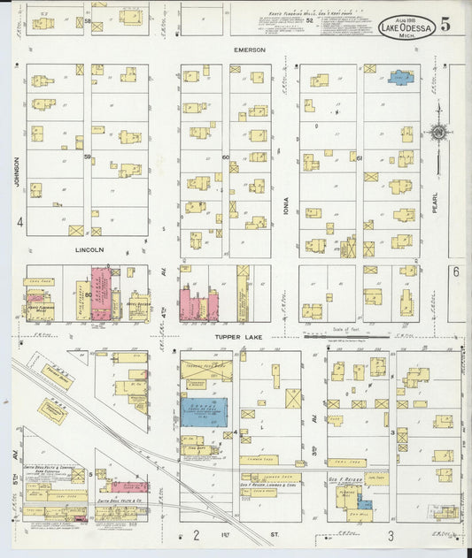 Sanborn Fire Insurance Map from Lake Odessa, Ionia County, Michigan (1918), Sheet #0005 - Historic Sanborn Fire Insurance Map Print, vintage old map wall art, antique decor, genealogy gift, Michigan Michigan map