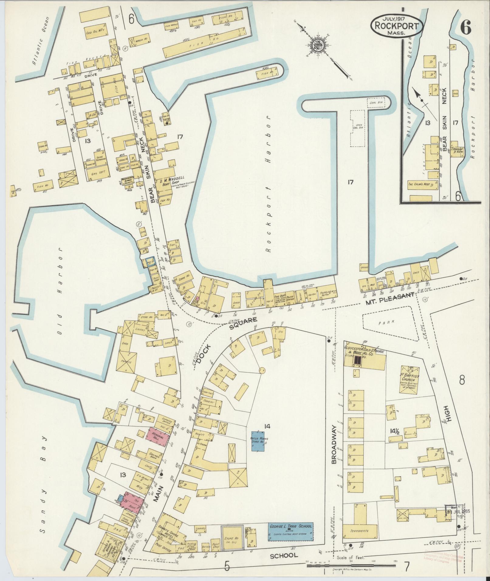 Sanborn Fire Insurance Map from Rockport, Essex County, Massachusetts (1917), Sheet #0006 - Complete Map Set gallery image, historic Sanborn map, vintage wall art, Massachusetts Massachusetts