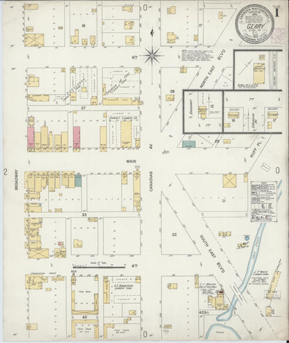 Sanborn Fire Insurance Map from Geary, Blaine County, Oklahoma (1902), Sheet #0001 - Complete Map Set gallery image, historic Sanborn map, vintage wall art, Oklahoma Oklahoma