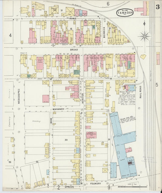 Sanborn Fire Insurance Map from Tamaqua, Schuylkill County, Pennsylvania (1896), Sheet #0003 - Historic Sanborn Fire Insurance Map Print, vintage old map wall art, antique decor, genealogy gift, Pennsylvania Pennsylvania map