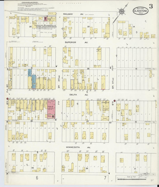 Sanborn Fire Insurance Map from Gladstone, Delta County, Michigan (1913), Sheet #0003 - Historic Sanborn Fire Insurance Map Print, vintage old map wall art, antique decor, genealogy gift, Michigan Michigan map