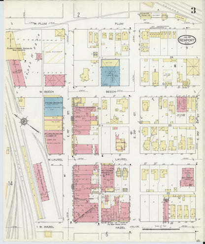 Sanborn Fire Insurance Map from Newport, Jackson County, Arkansas (1914), Sheet #0003 - Complete Map Set gallery image, historic Sanborn map, vintage wall art, Arkansas Arkansas