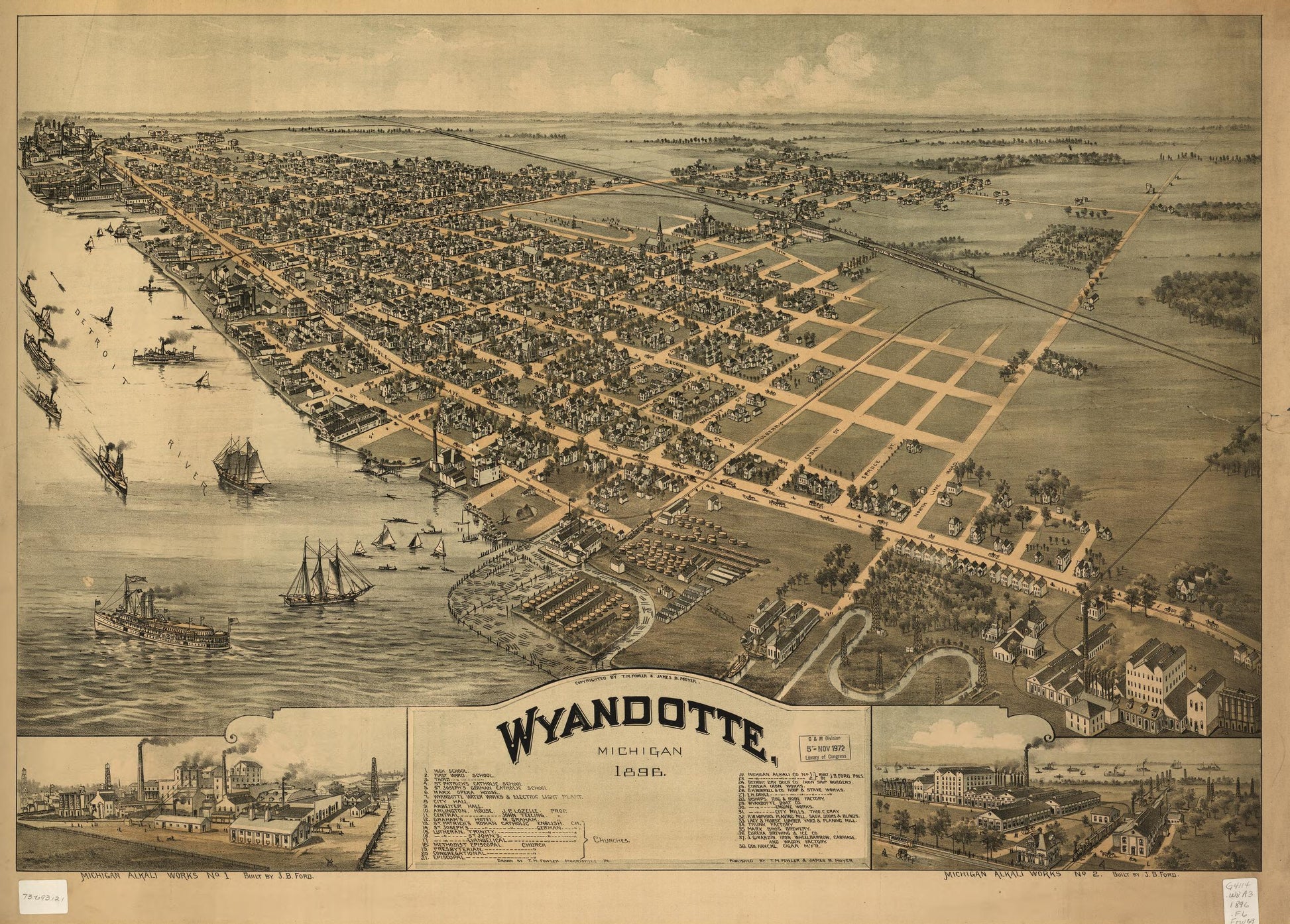 Wyandotte, Michigan 1896 (1896) – Historic Bird’s-Eye View Panorama Print