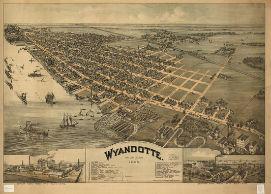 Wyandotte, Michigan 1896 (1896) – Historic Bird’s-Eye View Panorama Print
