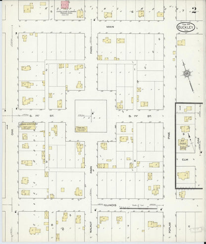 Sanborn Fire Insurance Map from Buckley, Iroquois County, Illinois (1914), Sheet #0002 - Historic Sanborn Fire Insurance Map Print, vintage old map wall art, antique decor, genealogy gift, Illinois Illinois map