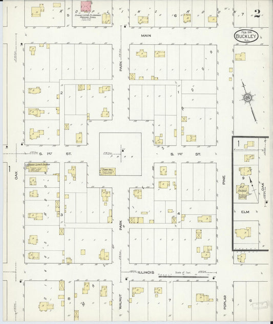 Sanborn Fire Insurance Map from Buckley, Iroquois County, Illinois (1914), Sheet #0002 - Historic Sanborn Fire Insurance Map Print, vintage old map wall art, antique decor, genealogy gift, Illinois Illinois map