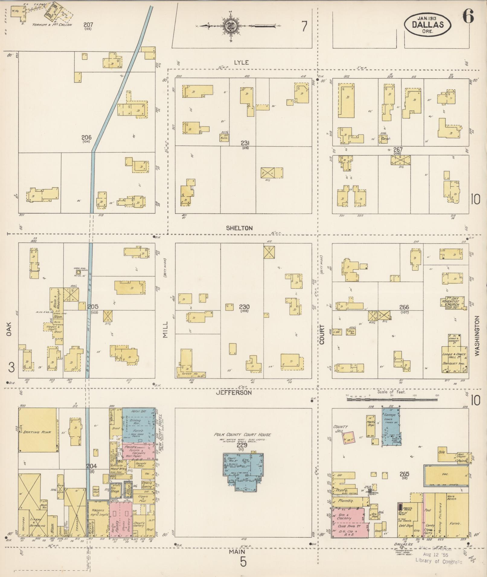 Sanborn Fire Insurance Map from Dallas, Polk County, Oregon (1913), Sheet #0006 - Complete Map Set gallery image, historic Sanborn map, vintage wall art, Oregon Oregon