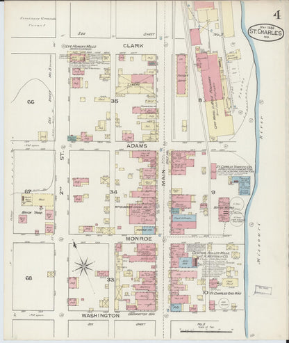 Sanborn Fire Insurance Map from Saint Charles, Saint Charles County, Missouri (1886), Sheet #0004 - Complete Map Set gallery image, historic Sanborn map, vintage wall art, Missouri Missouri