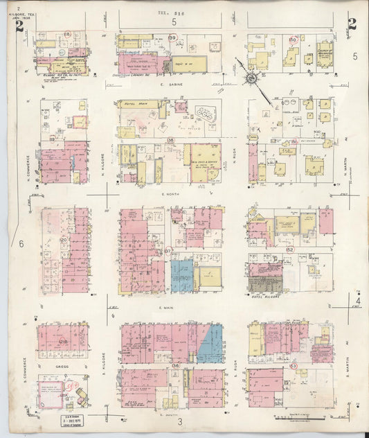 Sanborn Fire Insurance Map from Kilgore, Gregg County, Texas (1950), Sheet #0002 - Historic Sanborn Fire Insurance Map Print, vintage old map wall art, antique decor, genealogy gift, Texas Texas map