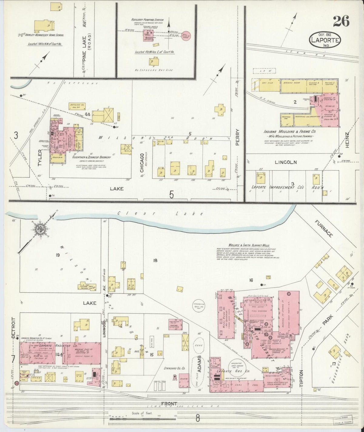 Sanborn Fire Insurance Map from La Porte, La Porte County, Indiana (1912), Sheet #0026 - Historic Sanborn Fire Insurance Map Print, vintage old map wall art, antique decor, genealogy gift, Indiana Indiana map