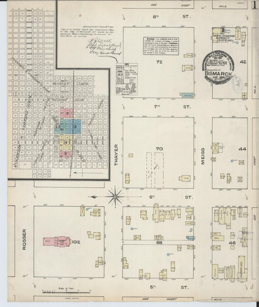 Sanborn Fire Insurance Map from Bismarck, Burleigh County, North Dakota (1884), Sheet #0001 - Complete Map Set gallery image, historic Sanborn map, vintage wall art, North Dakota North Dakota