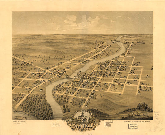 Bird's eye view of Anoka, Anoka County, Minnesota 1869. (1869) – Historic Bird’s-Eye View Panorama Print