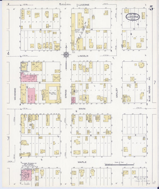 Sanborn Fire Insurance Map from Luverne, Rock County, Minnesota (1913), Sheet #0005 - Historic Sanborn Fire Insurance Map Print, vintage old map wall art, antique decor, genealogy gift, Minnesota Minnesota map