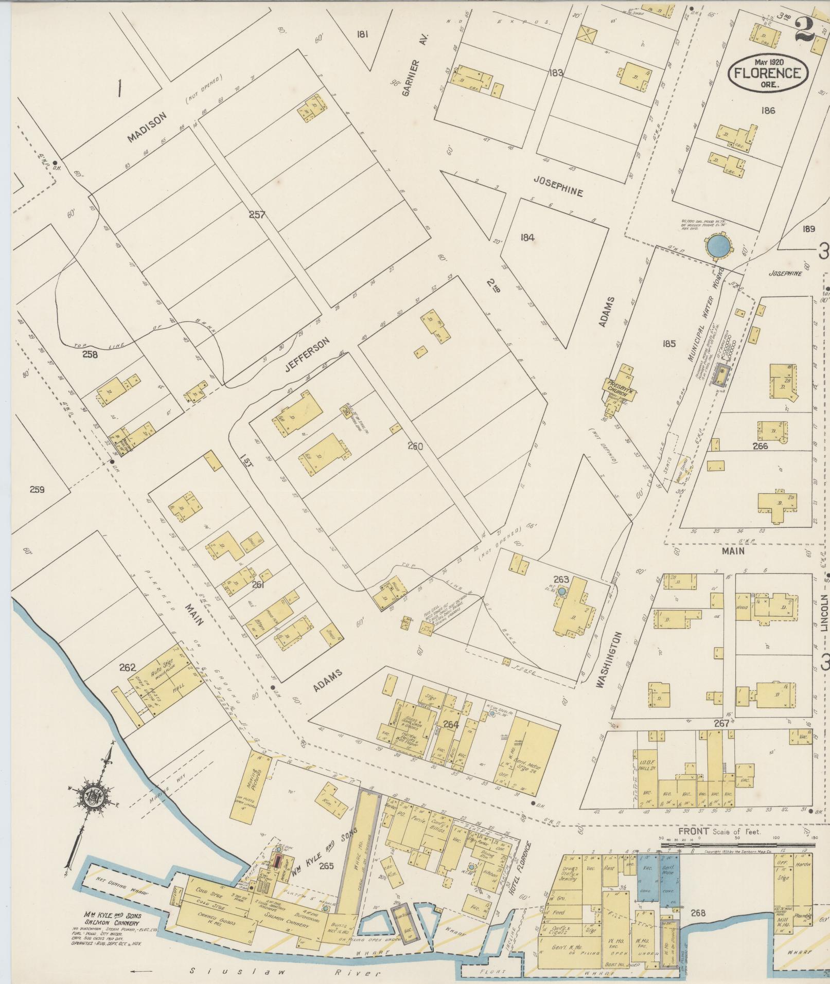 Sanborn Fire Insurance Map from Florence, Lane County, Oregon (1920), Sheet #0002 - Complete Map Set gallery image, historic Sanborn map, vintage wall art, Oregon Oregon