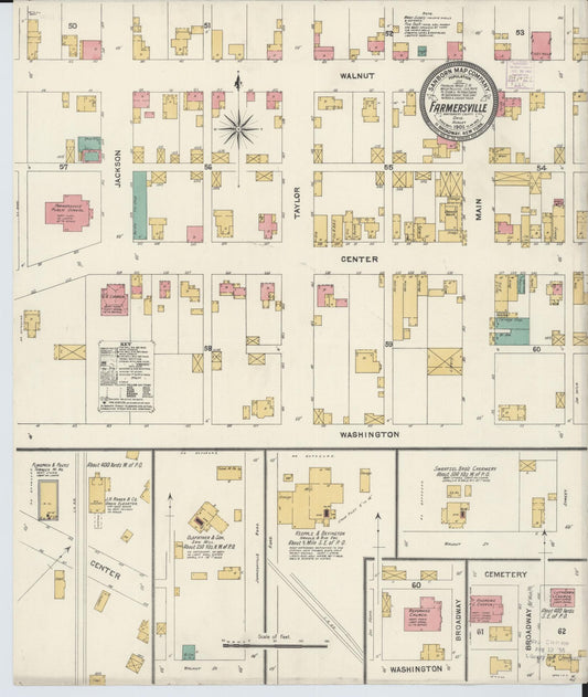 Sanborn Fire Insurance Map from Farmersville, Montogomery County, Ohio (1905), Sheet #0001 - Historic Sanborn Fire Insurance Map Print, vintage old map wall art, antique decor, genealogy gift, Ohio Ohio map
