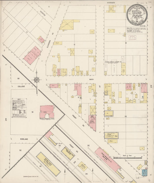 Sanborn Fire Insurance Map from Puente, Los Angeles County, California. (1915) – Historic Sanborn Fire Insurance Map Print