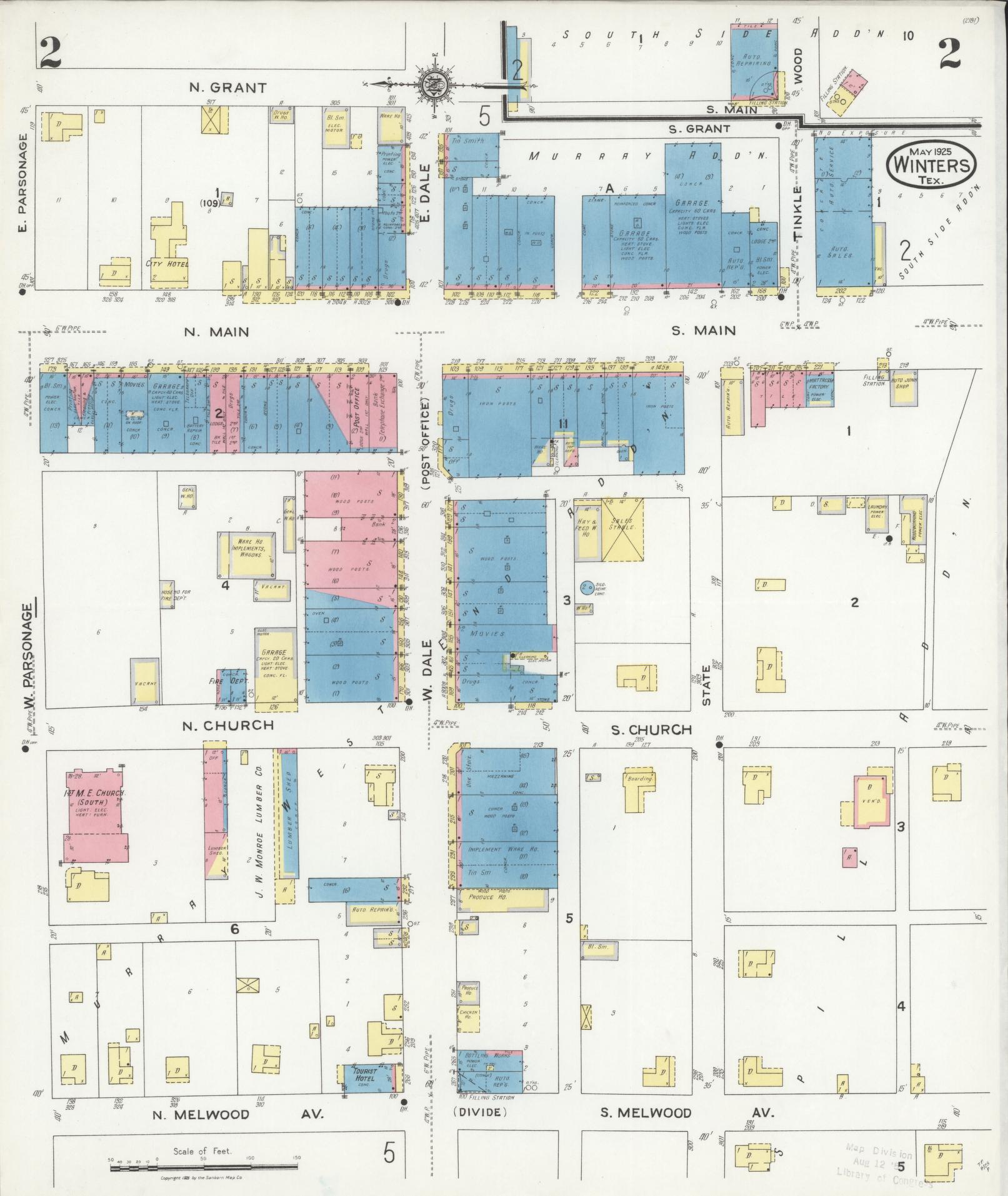 Sanborn Fire Insurance Map from Winters, Runnels County, Texas (1925), Sheet #0002 - Complete Map Set gallery image, historic Sanborn map, vintage wall art, Texas Texas