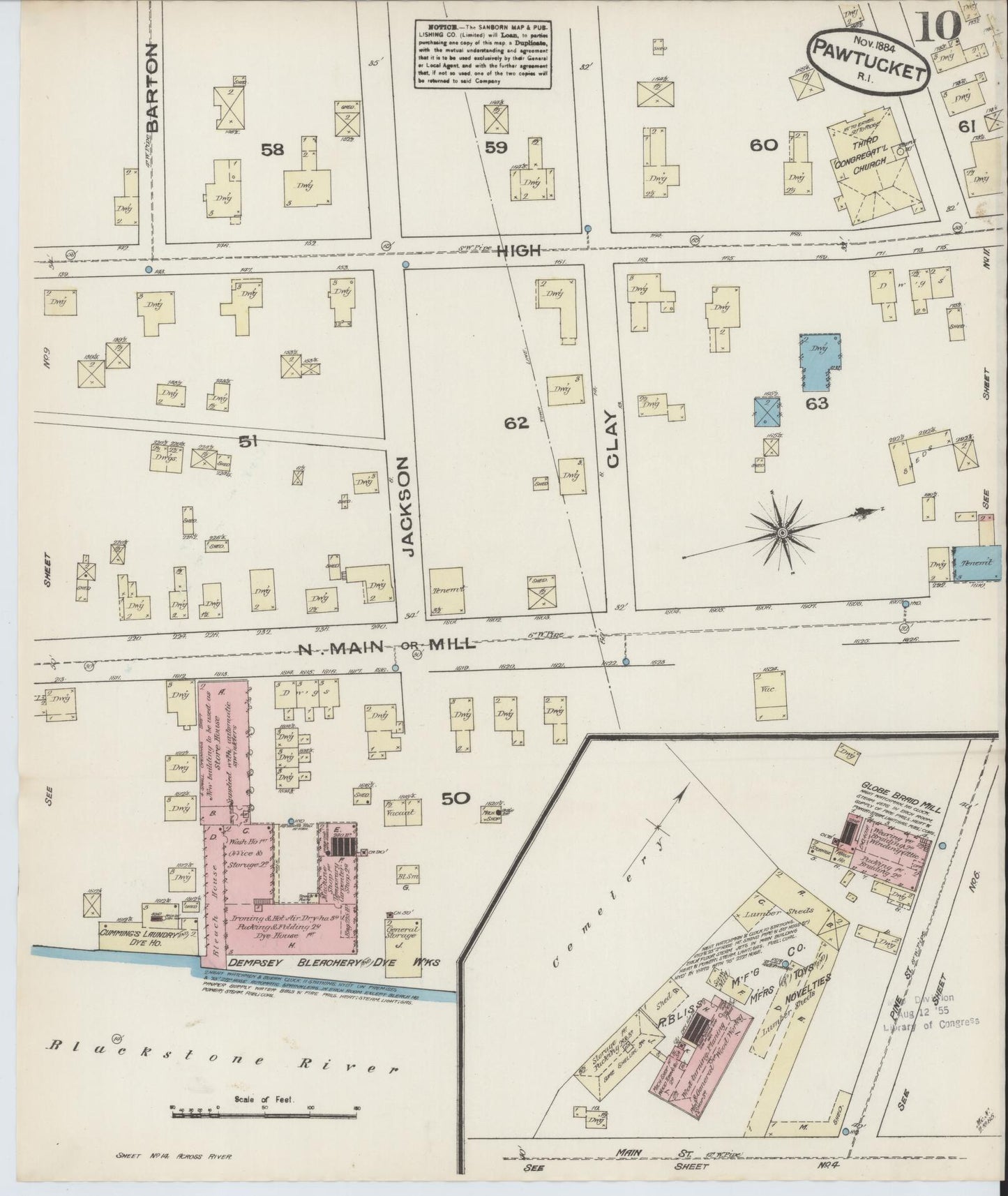 Sanborn Fire Insurance Map from Pawtucket, Providence County, Rhode Island (1884), Sheet #0010 - Complete Map Set gallery image, historic Sanborn map, vintage wall art, Rhode Island Rhode Island