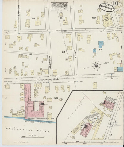 Sanborn Fire Insurance Map from Pawtucket, Providence County, Rhode Island (1884), Sheet #0010 - Complete Map Set gallery image, historic Sanborn map, vintage wall art, Rhode Island Rhode Island