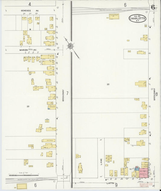 Sanborn Fire Insurance Map from Charlotte, Monroe County, New York (1912), Sheet #0006 - Historic Sanborn Fire Insurance Map Print, vintage old map wall art, antique decor, genealogy gift, New York New York map