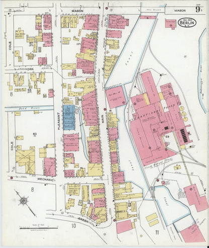 Sanborn Fire Insurance Map from Berlin, Coos County, New Hampshire (1920), Sheet #0009 - Complete Map Set gallery image, historic Sanborn map, vintage wall art, New Hampshire New Hampshire