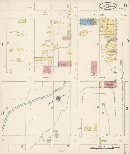 Sanborn Fire Insurance Map from Port Angeles, Clallam County, Washington (1917), Sheet #0006 - Historic Sanborn Fire Insurance Map Print, vintage old map wall art, antique decor, genealogy gift, Washington Washington map