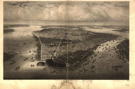 New York (1851) – Historic Bird’s-Eye View Panorama Print
