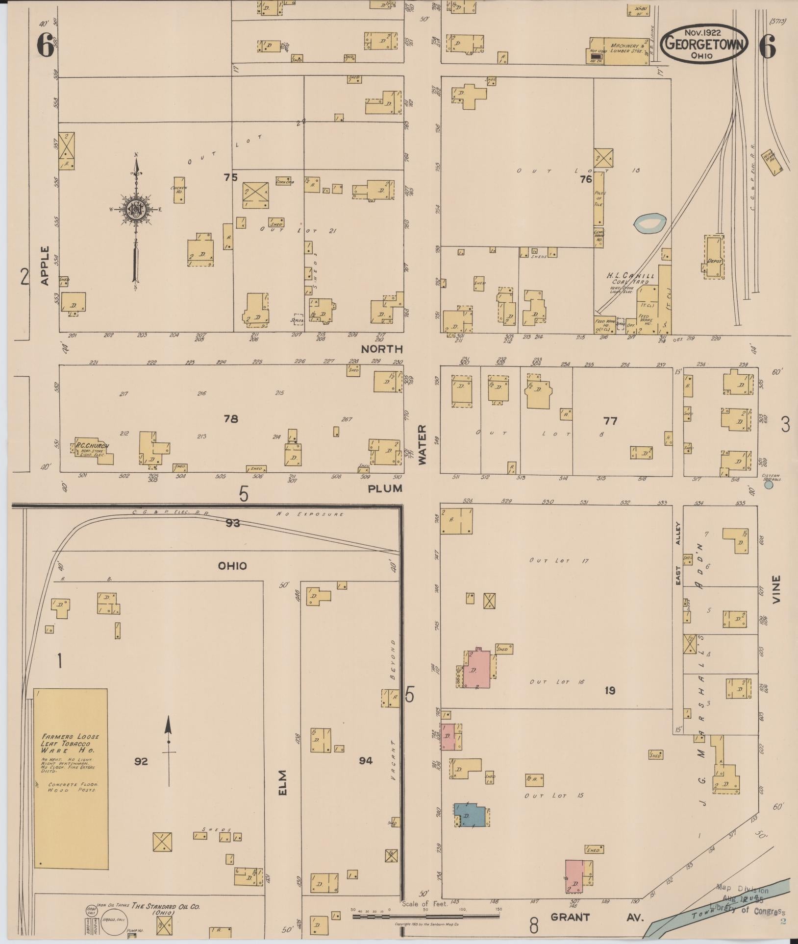 Sanborn Fire Insurance Map from Georgetown, Brown County, Ohio (1922), Sheet #0006 - Complete Map Set gallery image, historic Sanborn map, vintage wall art, Ohio Ohio