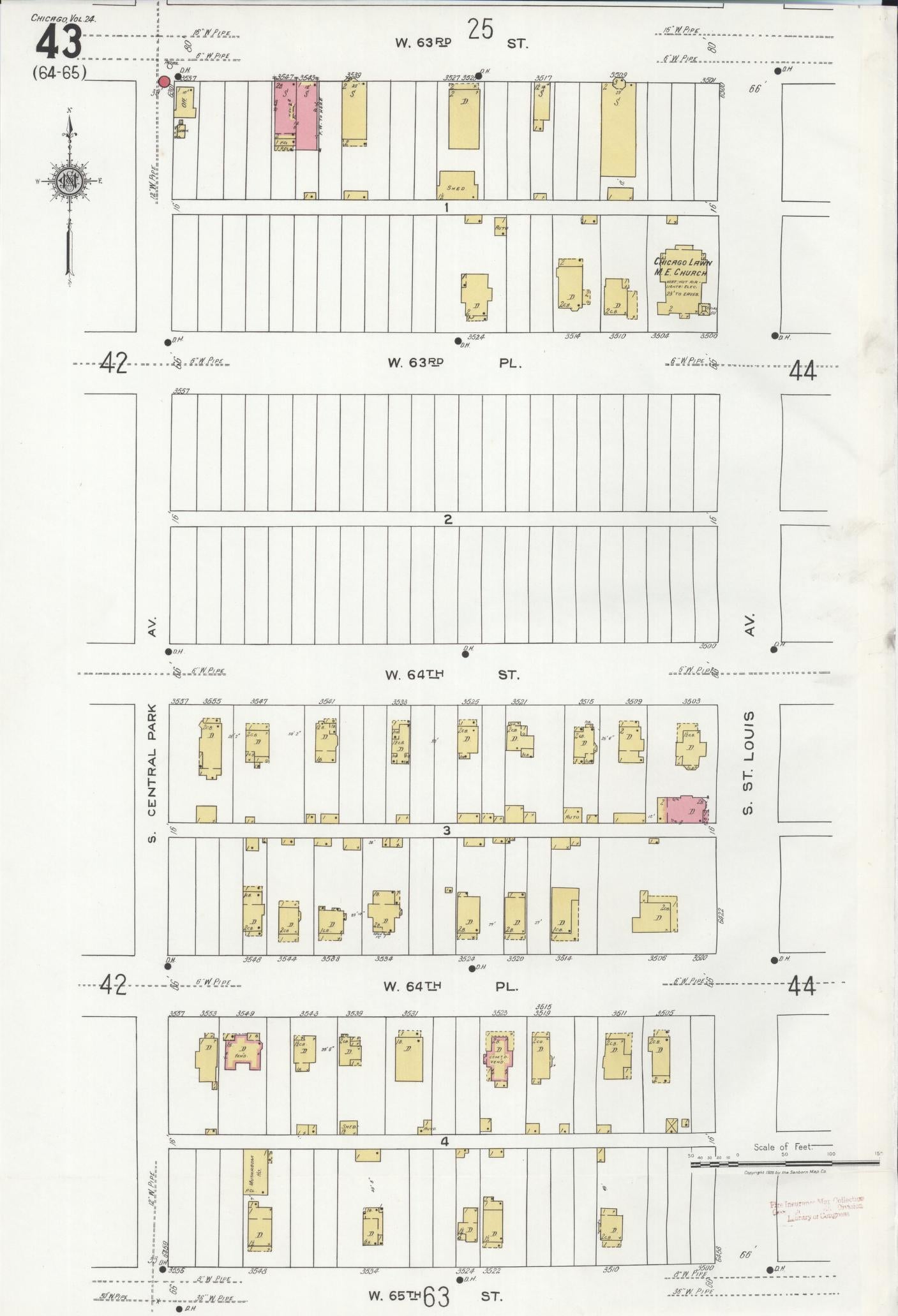 Sanborn Fire Insurance Map from Chicago, Cook County, Illinois (1920), Sheet #0043 - Historic Sanborn Fire Insurance Map Print, vintage old map wall art, antique decor, genealogy gift, Illinois Illinois map