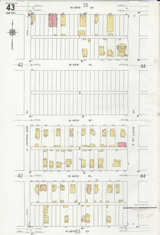 Sanborn Fire Insurance Map from Chicago, Cook County, Illinois (1920), Sheet #0043 - Historic Sanborn Fire Insurance Map Print, vintage old map wall art, antique decor, genealogy gift, Illinois Illinois map