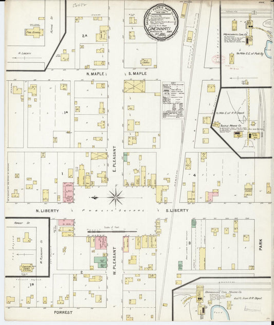 Sanborn Fire Insurance Map from Cincinnati, Appanoose County, Iowa (1895), Sheet #0001 - Historic Sanborn Fire Insurance Map Print, vintage old map wall art
